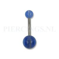 Navelpiercing acryl blauwe streepjes
