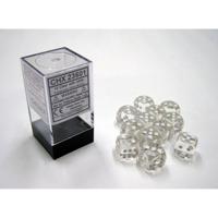 Chessex Translucent Clear/white D6 16mm Dobbelsteen Set (12 stuks) - thumbnail