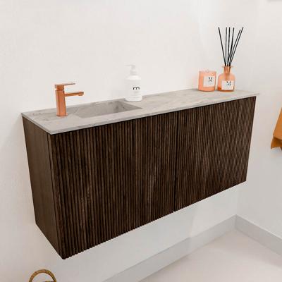 Toiletmeubel Mondiaz Joya Dlux | 90 cm | Meubelkleur Walnut | Faye wastafel Glace Wasbak Links | 1 kraangat