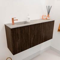 Toiletmeubel Mondiaz Joya Dlux | 90 cm | Meubelkleur Walnut | Faye wastafel Glace Wasbak Links | 1 kraangat