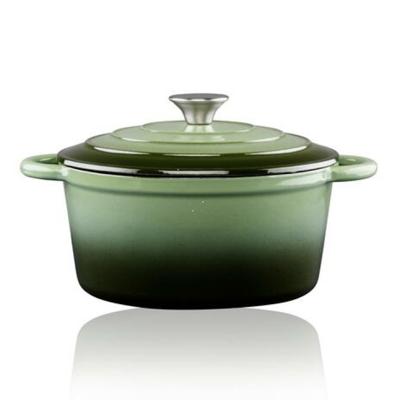 Braadpan/stoofpan - gietijzer/emaille - 3,8 liter - D24 cm - groen - voor stoofpotten/stoofvlees