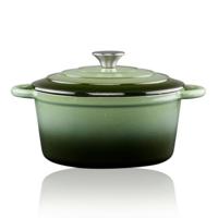 Braadpan/stoofpan - gietijzer/emaille - 3,8 liter - D24 cm - groen - voor stoofpotten/stoofvlees Braadpan/stoofpan - gietijzer/emaille - 3,8 liter - D24 cm - groen - voor stoofpotten/stoofvlees