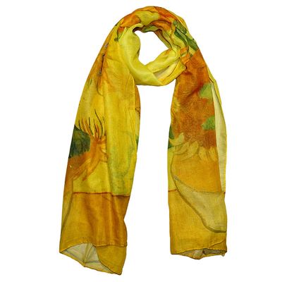Boodz Langwerpige Sjaal Chiffon Zonnebloemen | Van Gogh | Schilderij