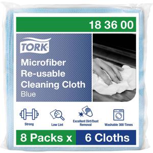 TORK 183600 Microvezel herbruikbare reinigingsdoekjes blauw Aantal: 48 stuk(s)