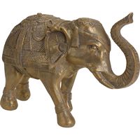 Decoratie olifanten tuinbeeld antiek goud 36 cm - thumbnail