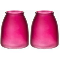 Bloemenvaas - 2x - paars - mat glas - D13 x H15 cm