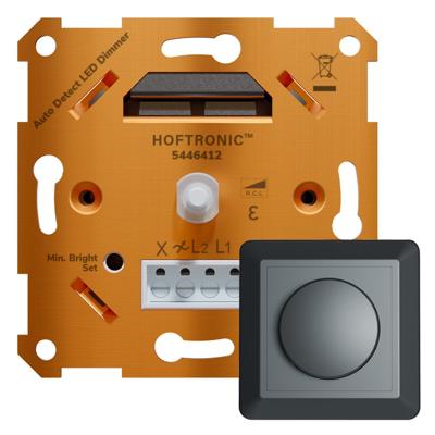 LED Dimmer Inbouw - 3-400 Watt - Geschikt voor fase aan- en afsnijding - Incl. zwart frame en druk/draaiknop - Auto detectie - Min/Max. Instelbaar LED Dimmer Inbouw - 3-400 Watt - Geschikt voor fase aan- en afsnijding - Incl. zwart frame en druk/draaiknop - Auto detectie - Min/Max. Instelbaar