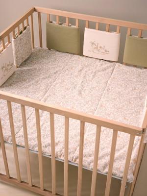 Omkeerbare bedbumper / boxrand BABYLON beige, bedrukt