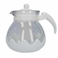 Witte glazen theepot 1,25 liter met filter/infuser - thumbnail