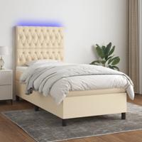 Boxspring met matras en LED stof crèmekleurig 100x200 cm