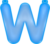 Blauwe opblaasbare letter W - thumbnail