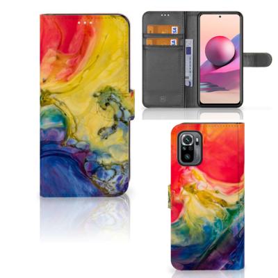 Hoesje Xiaomi Redmi Note 10S | 10 4G | Poco M5s Watercolor Dark | Portemonnee hoesje Hoesje Xiaomi Redmi Note 10S | 10 4G | Poco M5s Watercolor Dark | Portemonnee hoesje