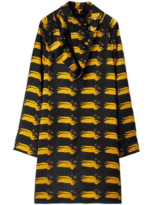 Burberry robe courte en soie à imprimé canards - Noir
