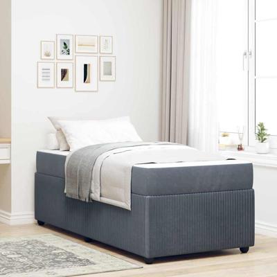Bedframe met matras met matras Donkergrijs 90 x 200 cm Fluweel