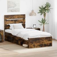 Bedframe Gerookt eiken 90 x 190 cm Massief grenenhout