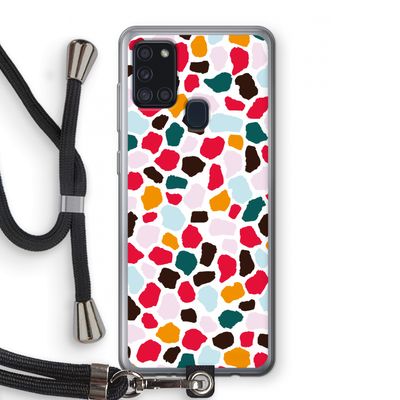 Colored Giraffe: Samsung Galaxy A21s Transparant Hoesje met koord