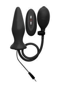 Inflatable Vibrating Silicone Plug - Black
