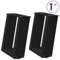 Salontafelpoten 2 st U-vormig 30x(30-31) cm staal zwart