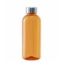 Kunststof waterfles/drinkfles/sportfles - oranje transparant - met RVS dop - 600 ml