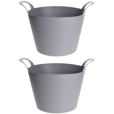 2x Stuks Flexibele emmers/wasmanden - 30L - grijs - kunststof