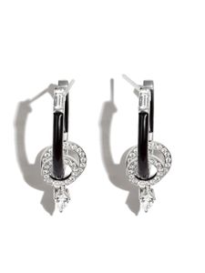 Nikos Koulis boucles d'oreilles en or blanc 18ct ornées de diamants et d'émail - Argent