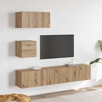 Tv-meubelset Wandgemonteerd 3 pcs Artisan Eiken Bewerkt hout