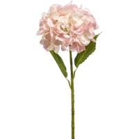 Kunstbloem Hortensia tak - 52 cm - licht roze - Real Touch - hydrangea - kunst zijdebloemen - thumbnail