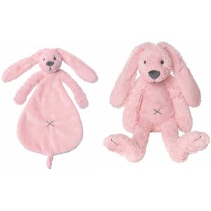 Kraamcadeau Rabbit Ritchie roze Happy Horse knuffeldoekje en knuffel konijntje   -