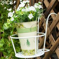 2 PC'S ijzeren metalen reling ingegoten plant planken opknoping bloempot rack (wit)
