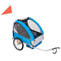 Fietstrailer 30 kg grijs en blauw - thumbnail