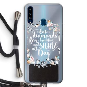 Diamonds: Samsung Galaxy A20s Transparant Hoesje met koord