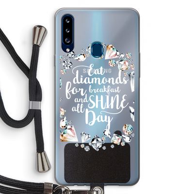 Diamonds: Samsung Galaxy A20s Transparant Hoesje met koord