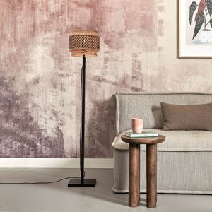 GOOD&MOJO Vloerlamp 'Bhutan' Bamboe, 130cm, kleur Zwart/Naturel