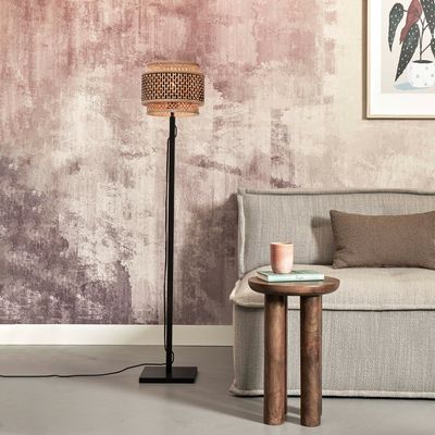 GOOD&MOJO Vloerlamp 'Bhutan' Bamboe, 130cm, kleur Zwart/Naturel
