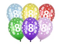 Verjaardag Ballonnen 8 Jaar Metallic Mix (6st)