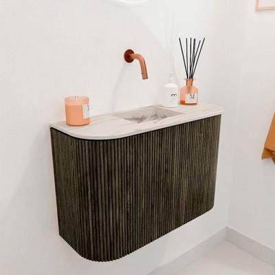 Toiletmeubel Mondiaz Joya Dlux | 63.2 cm | Meubelkleur Shadow | Faye wastafel Nata Wasbak Midden | Zonder kraangat(en)