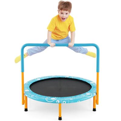 φ92 cm Kindertrampoline met Handvat Mini-trampoline tot 150 kg Belastbaar Opvouwbaar Trampoline Oranje