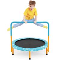 φ92 cm Kindertrampoline met Handvat Mini-trampoline tot 150 kg Belastbaar Opvouwbaar Trampoline Oranje