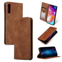 Retro huid feel Business magnetische horizontale Flip lederen case voor Samsung Galaxy A70 (bruin)