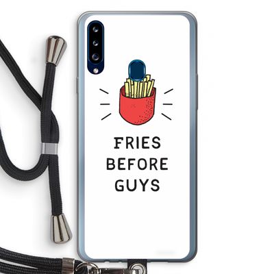 Fries before guys: Samsung Galaxy A20s Transparant Hoesje met koord