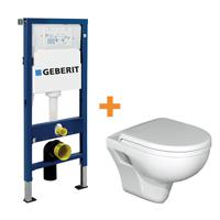 Linie Enzo hangend toilet hoogglans wit open spoelrand met Geberit Duofix inbouwreservoir