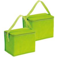 Kleine koeltas voor lunch - 2x - groen - 20 x 13 x 17 cm - 4.5 liter - Koeltassen