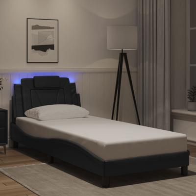 Bedframe "Viana" met LED zonder matras kunstleer zwart 90x200 cm