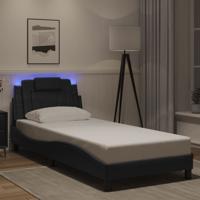 Bedframe "Viana" met LED zonder matras kunstleer zwart 90x200 cm