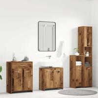 4-delige Badkamermeubelset bewerkt hout oud houtkleurig