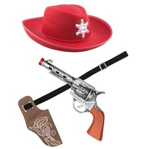 Verkleed cowboy hoed/holster met een revolver voor kinderen - carnaval