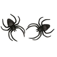 Nep spinnen/spinnetjes 12 cm - zwart - 2x stuks - Horror/griezel thema decoratie beestjes - thumbnail