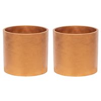 Plantenpot/bloempot - 2x - keramiek - brons - D14 x H13 cm