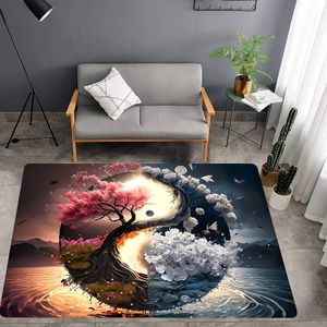 Yin Yang en Kleurrijke Boom Vloerkleed (80 cm x 120 cm) - Home & Living - Spiritueelboek.nl