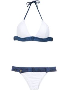 Amir Slama denim panels bikini set - Blanc